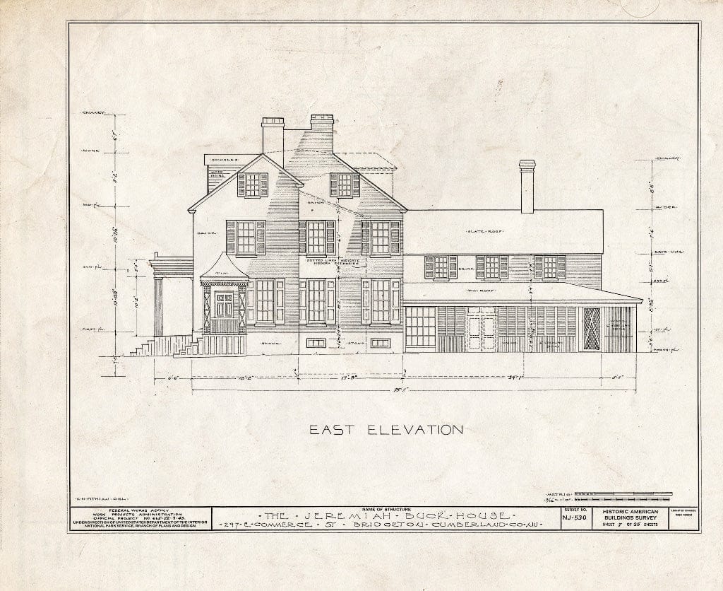Historic Pictoric : Blueprint HABS NJ,6-BRIG,5- (Sheet 7 of 35) - Buck-Elmer House, 297 East Commerce Street, Bridgeton, Cumberland County, NJ