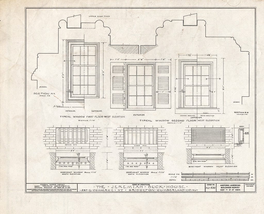 Historic Pictoric : Blueprint HABS NJ,6-BRIG,5- (Sheet 10 of 35) - Buck-Elmer House, 297 East Commerce Street, Bridgeton, Cumberland County, NJ
