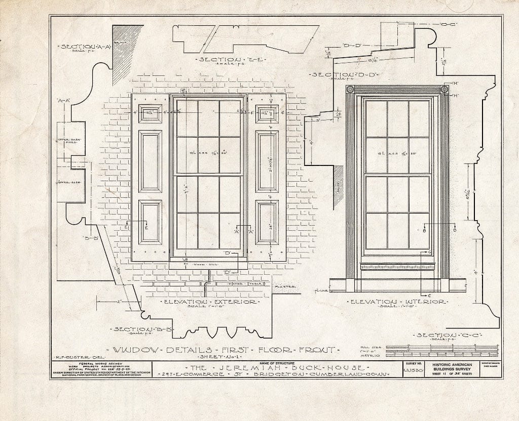 Historic Pictoric : Blueprint HABS NJ,6-BRIG,5- (Sheet 11 of 35) - Buck-Elmer House, 297 East Commerce Street, Bridgeton, Cumberland County, NJ