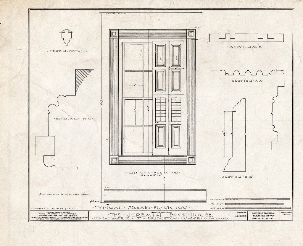 Historic Pictoric : Blueprint HABS NJ,6-BRIG,5- (Sheet 13 of 35) - Buck-Elmer House, 297 East Commerce Street, Bridgeton, Cumberland County, NJ
