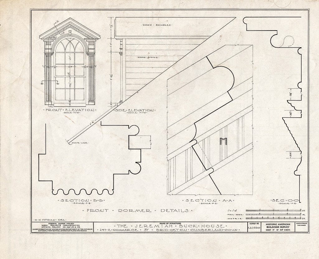 Historic Pictoric : Blueprint HABS NJ,6-BRIG,5- (Sheet 15 of 35) - Buck-Elmer House, 297 East Commerce Street, Bridgeton, Cumberland County, NJ