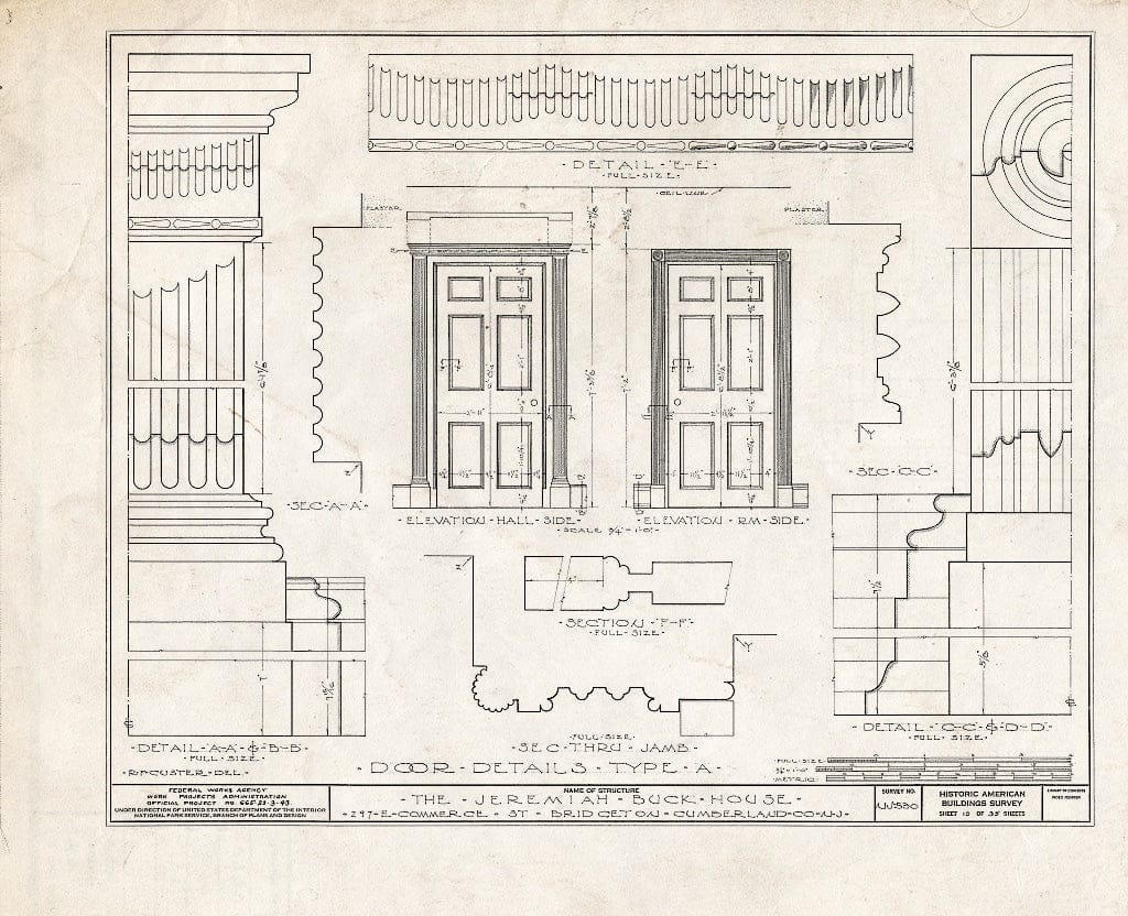 Historic Pictoric : Blueprint HABS NJ,6-BRIG,5- (Sheet 19 of 35) - Buck-Elmer House, 297 East Commerce Street, Bridgeton, Cumberland County, NJ