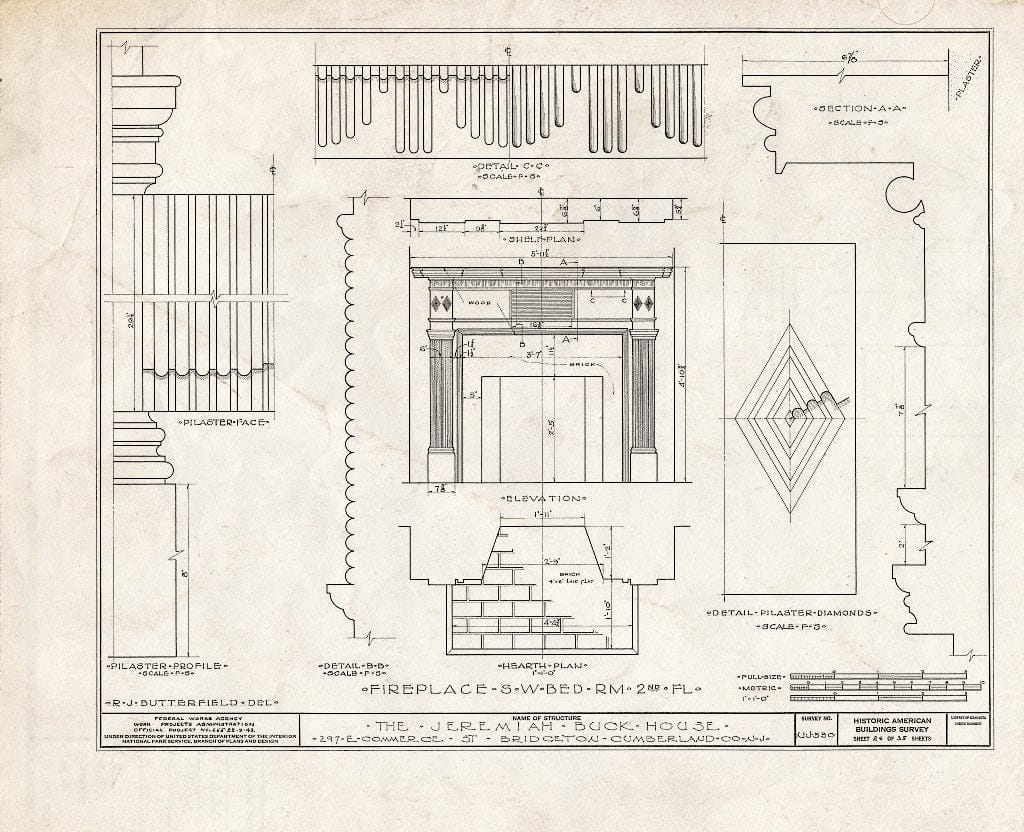 Historic Pictoric : Blueprint HABS NJ,6-BRIG,5- (Sheet 26 of 35) - Buck-Elmer House, 297 East Commerce Street, Bridgeton, Cumberland County, NJ
