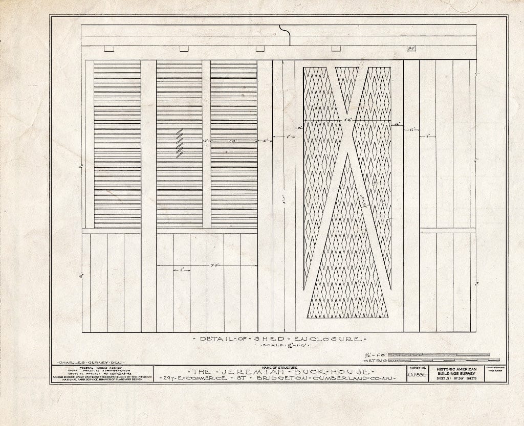 Historic Pictoric : Blueprint HABS NJ,6-BRIG,5- (Sheet 31 of 35) - Buck-Elmer House, 297 East Commerce Street, Bridgeton, Cumberland County, NJ