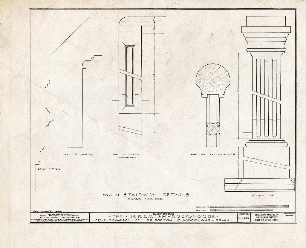 Historic Pictoric : Blueprint HABS NJ,6-BRIG,5- (Sheet 34 of 35) - Buck-Elmer House, 297 East Commerce Street, Bridgeton, Cumberland County, NJ