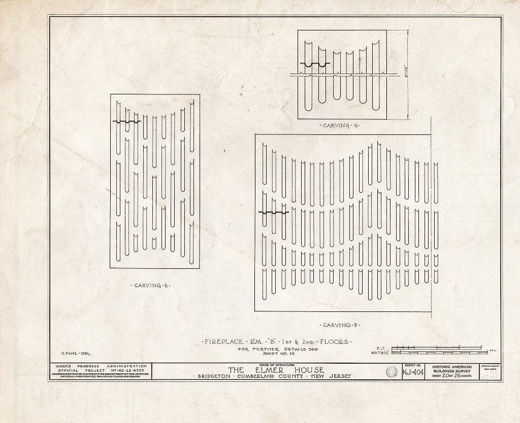 Historic Pictoric : Blueprint HABS NJ,6-BRIG,3- (Sheet 20 of 26) - Robert Elmer House, 230 East Commerce Street, Bridgeton, Cumberland County, NJ