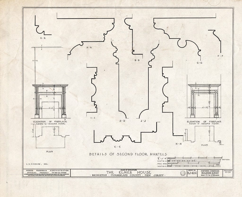 Historic Pictoric : Blueprint HABS NJ,6-BRIG,3- (Sheet 21 of 26) - Robert Elmer House, 230 East Commerce Street, Bridgeton, Cumberland County, NJ