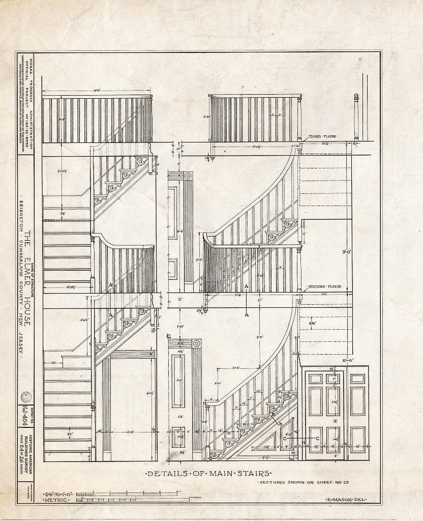 Historic Pictoric : Blueprint HABS NJ,6-BRIG,3- (Sheet 24 of 26) - Robert Elmer House, 230 East Commerce Street, Bridgeton, Cumberland County, NJ