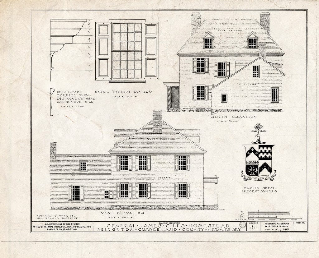 Historic Pictoric : Blueprint HABS NJ,6-BRIG,1- (Sheet 4 of 7) - James Giles House, 143 West Broad Street, Bridgeton, Cumberland County, NJ