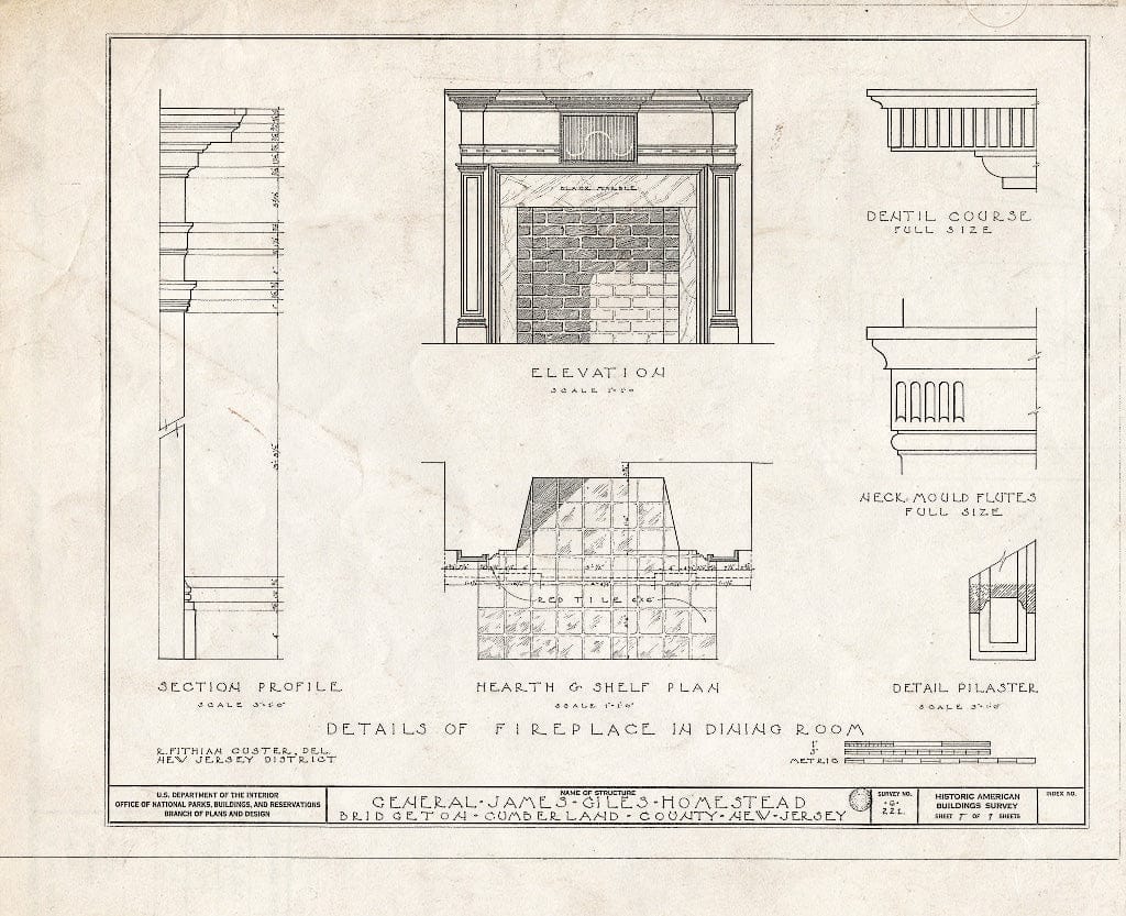 Historic Pictoric : Blueprint HABS NJ,6-BRIG,1- (Sheet 7 of 7) - James Giles House, 143 West Broad Street, Bridgeton, Cumberland County, NJ