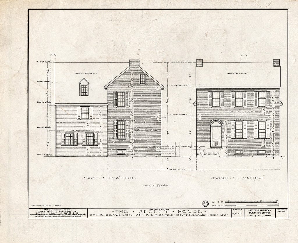 Historic Pictoric : Blueprint HABS NJ,6-BRIG,4- (Sheet 3 of 7) - Seeley House, 274 East Commerce Street, Bridgeton, Cumberland County, NJ