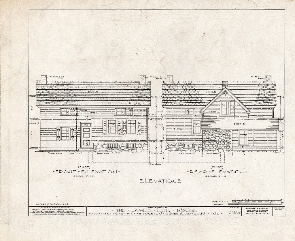 Historic Pictoric : Blueprint HABS NJ,6-BRIG,6- (Sheet 4 of 9) - Woodruff-Lee House, 330 Fayette Street, Bridgeton, Cumberland County, NJ