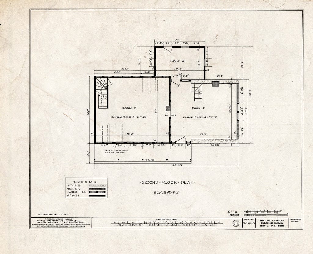 Historic Pictoric : Blueprint HABS NJ,6-GREWI,6- (Sheet 2 of 8) - Ferry Tavern & Jail, Greenwich, Cumberland County, NJ