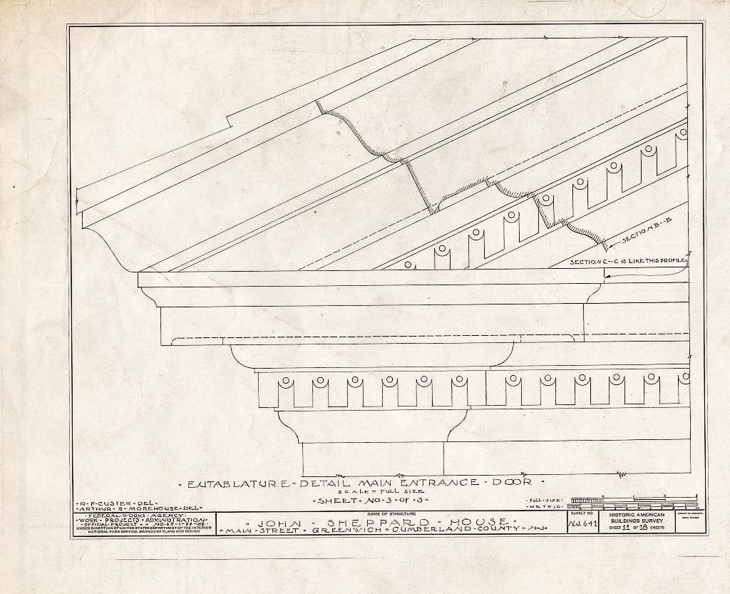 Historic Pictoric : Blueprint HABS NJ,6-GREWI,9- (Sheet 11 of 18) - John Sheppard House, Main Street, Greenwich, Cumberland County, NJ