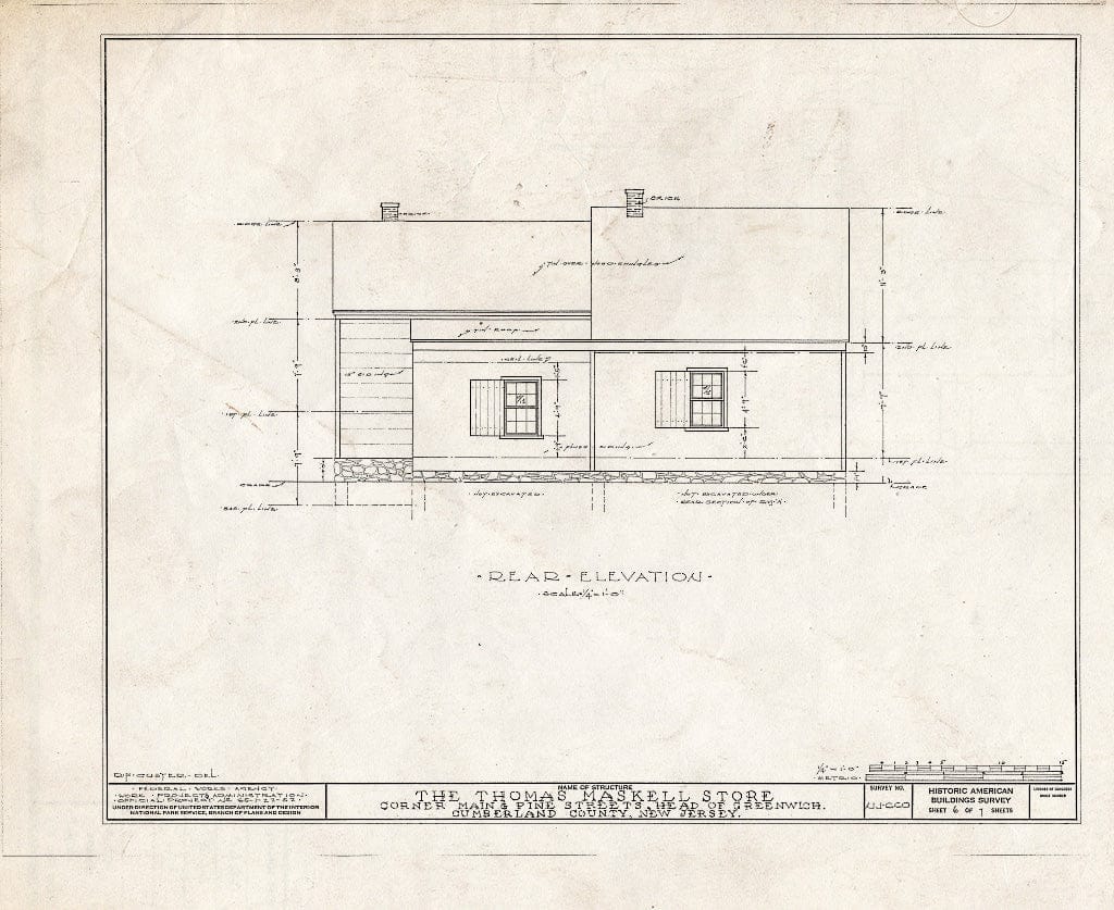 Historic Pictoric : Blueprint HABS NJ,6-GREWI.V,7- (Sheet 6 of 7) - Thomas Maskell Store, Main & Pine Streets, Greenwich, Cumberland County, NJ