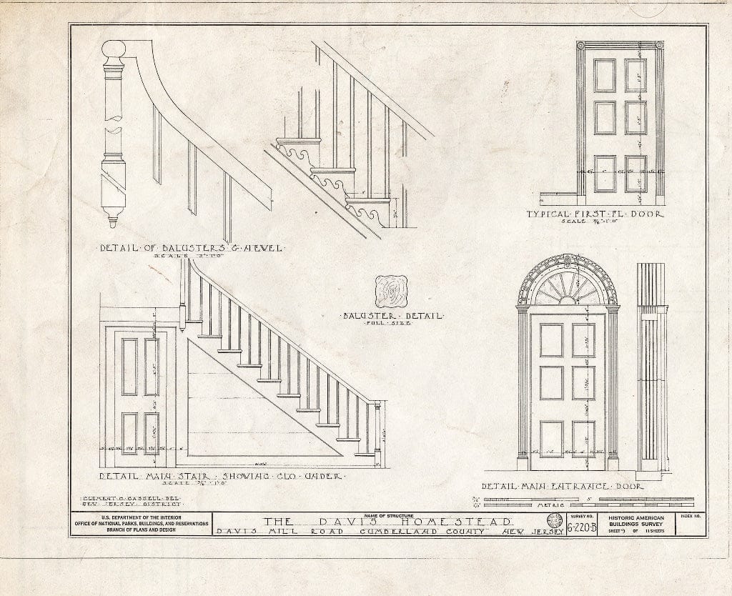 Historic Pictoric : Blueprint HABS NJ,6-GREWI.V,2- (Sheet 9 of 11) - Seeley-Davis Homestead, Davis Mill Road, Greenwich, Cumberland County, NJ
