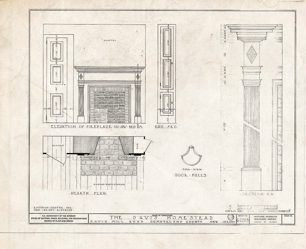 Historic Pictoric : Blueprint HABS NJ,6-GREWI.V,2- (Sheet 10 of 11) - Seeley-Davis Homestead, Davis Mill Road, Greenwich, Cumberland County, NJ