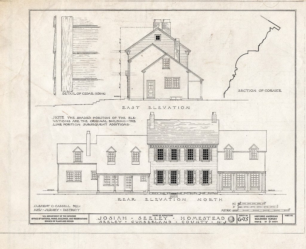 Historic Pictoric : Blueprint HABS NJ,6-Seel,1- (Sheet 4 of 9) - Josiah Seeley Homestead, Finley Station Road, Seeley, Cumberland County, NJ