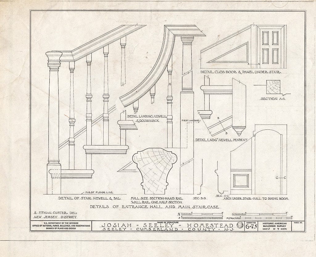 Historic Pictoric : Blueprint HABS NJ,6-Seel,1- (Sheet 5 of 9) - Josiah Seeley Homestead, Finley Station Road, Seeley, Cumberland County, NJ