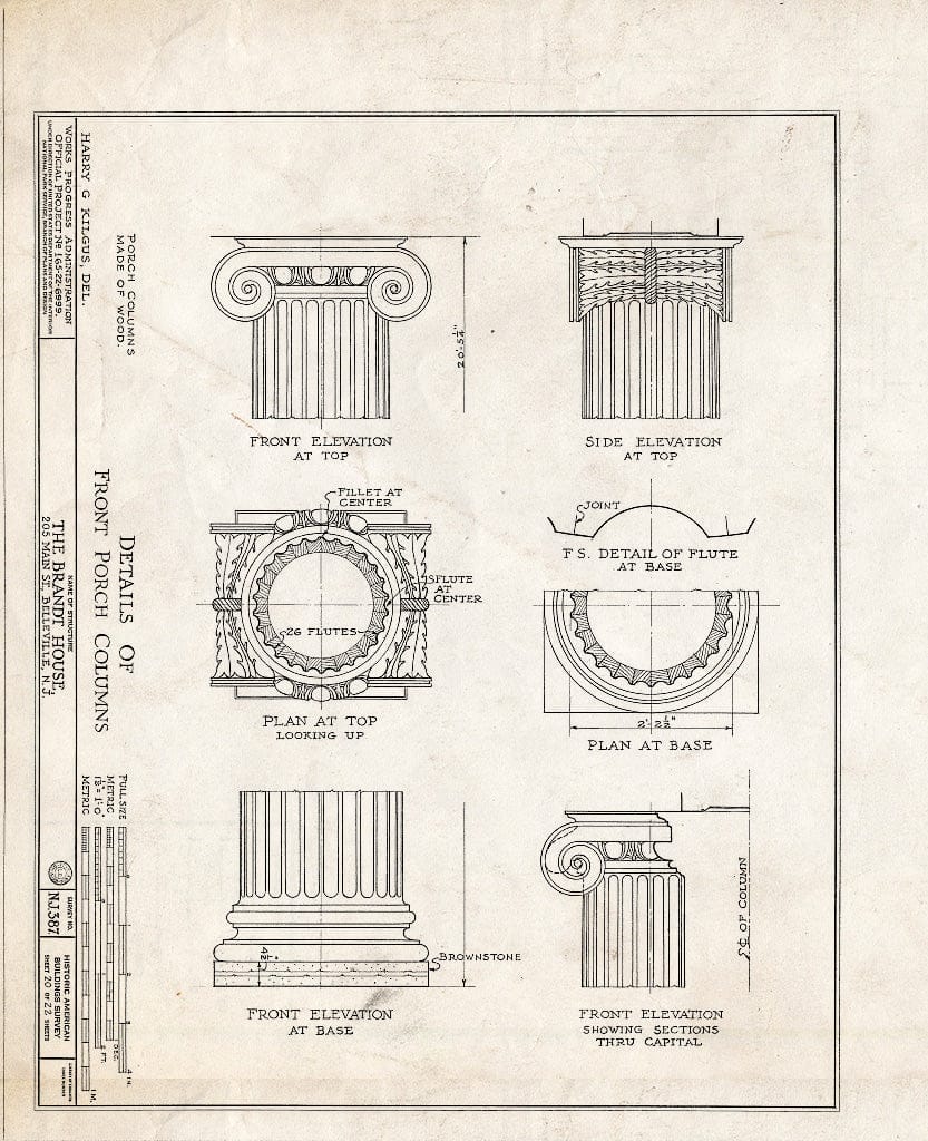 Historic Pictoric : Blueprint HABS NJ,7-BELVI,2- (Sheet 20 of 22) - Brandt House, 205 Main Street, Belleville, Essex County, NJ