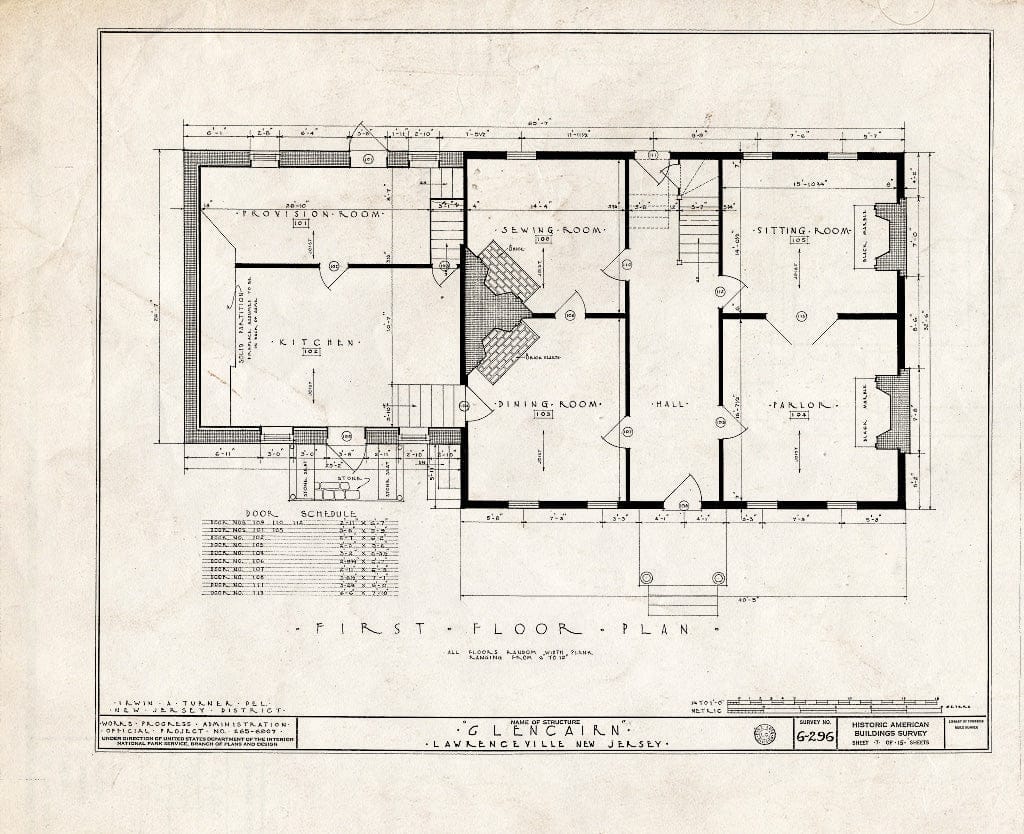 Blueprint HABS NJ,11-LAWR.V,1- (Sheet 7 of 15) - Glencairn, Lawrence Road, Lawrenceville, Mercer County, NJ
