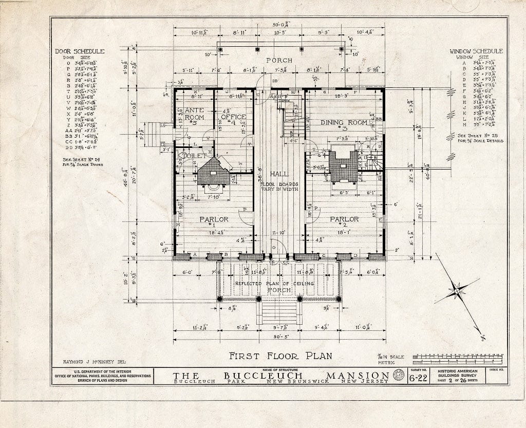 Blueprint HABS NJ,12-NEBRU,3- (Sheet 2 of 26) - White-Buccleuch Mansion, River Road, New Brunswick, Middlesex County, NJ