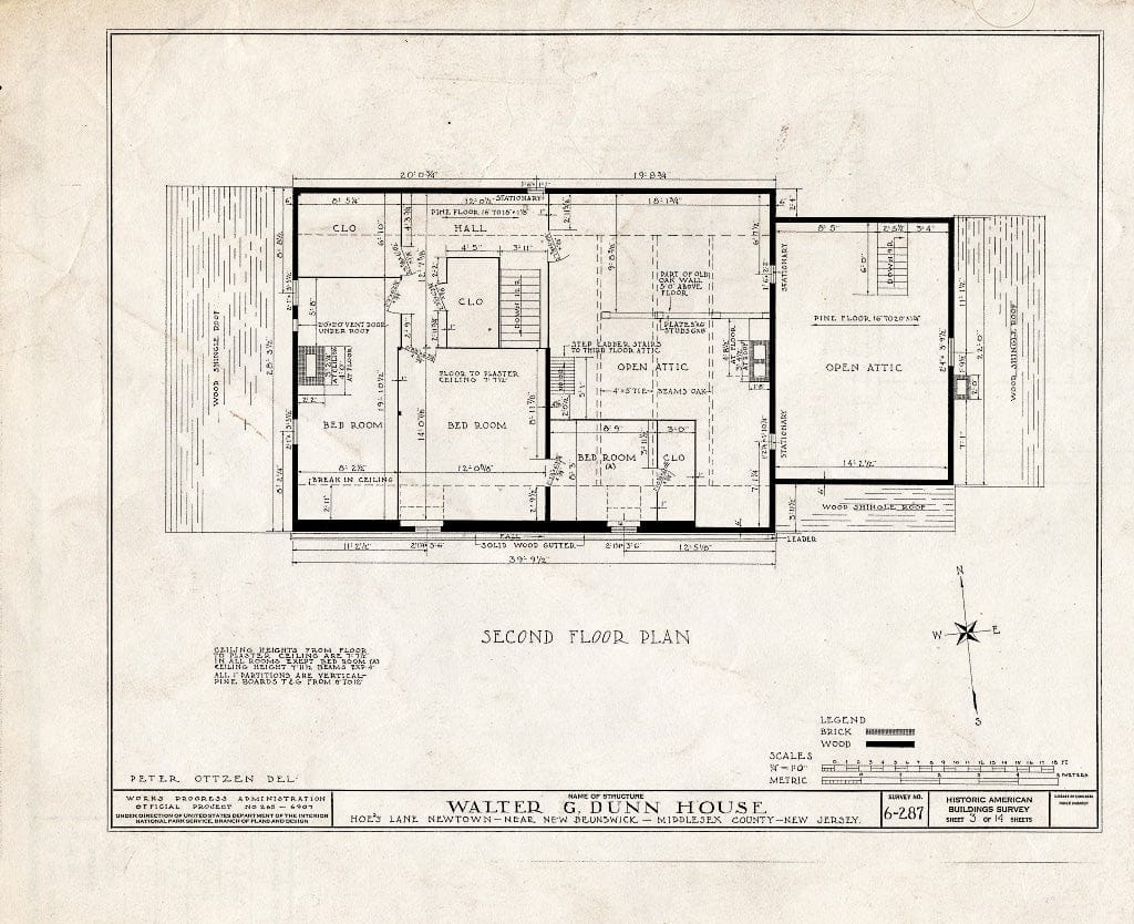 Blueprint HABS NJ,12-NEBRU.V,2- (Sheet 3 of 14) - Walter G. Dunn Farmhouse, Hoe's Lane, Newtown, Middlesex County, NJ