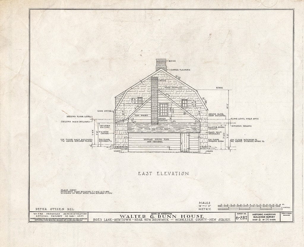 Blueprint HABS NJ,12-NEBRU.V,2- (Sheet 6 of 14) - Walter G. Dunn Farmhouse, Hoe's Lane, Newtown, Middlesex County, NJ