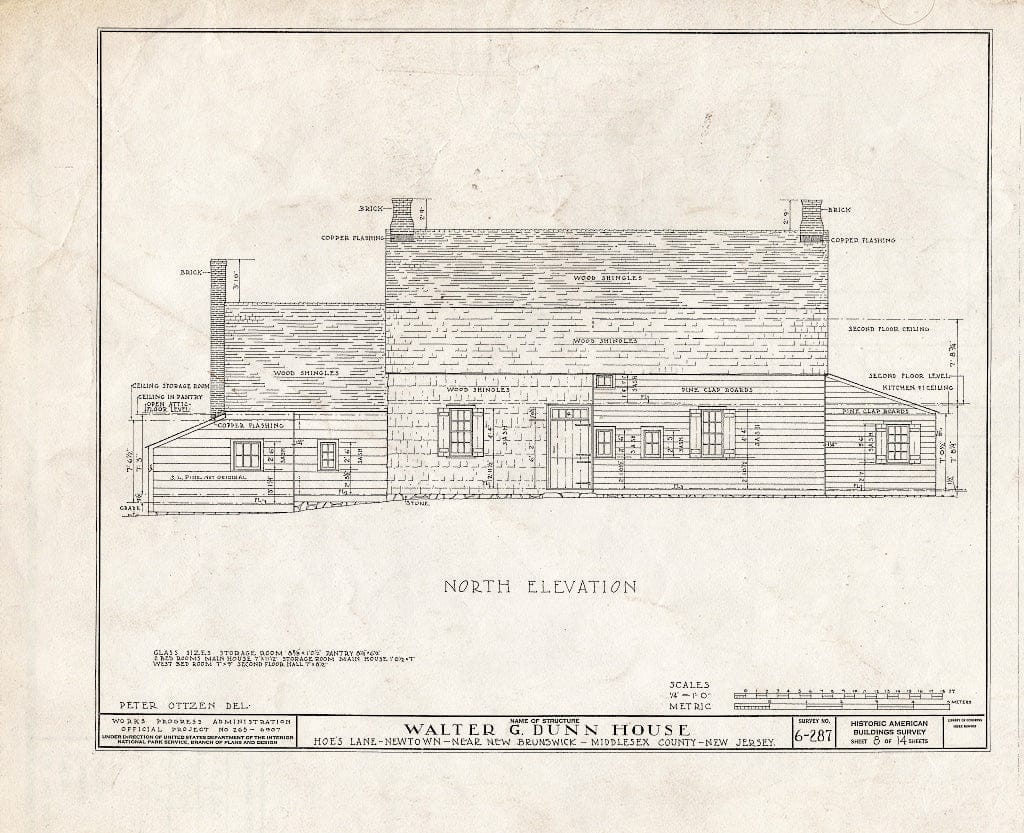 Blueprint HABS NJ,12-NEBRU.V,2- (Sheet 8 of 14) - Walter G. Dunn Farmhouse, Hoe's Lane, Newtown, Middlesex County, NJ