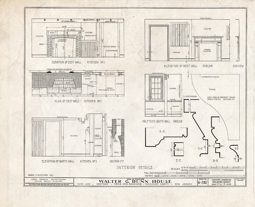 Blueprint HABS NJ,12-NEBRU.V,2- (Sheet 10 of 14) - Walter G. Dunn Farmhouse, Hoe's Lane, Newtown, Middlesex County, NJ