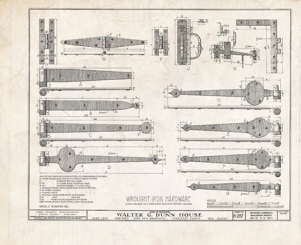 Blueprint HABS NJ,12-NEBRU.V,2- (Sheet 13 of 14) - Walter G. Dunn Farmhouse, Hoe's Lane, Newtown, Middlesex County, NJ