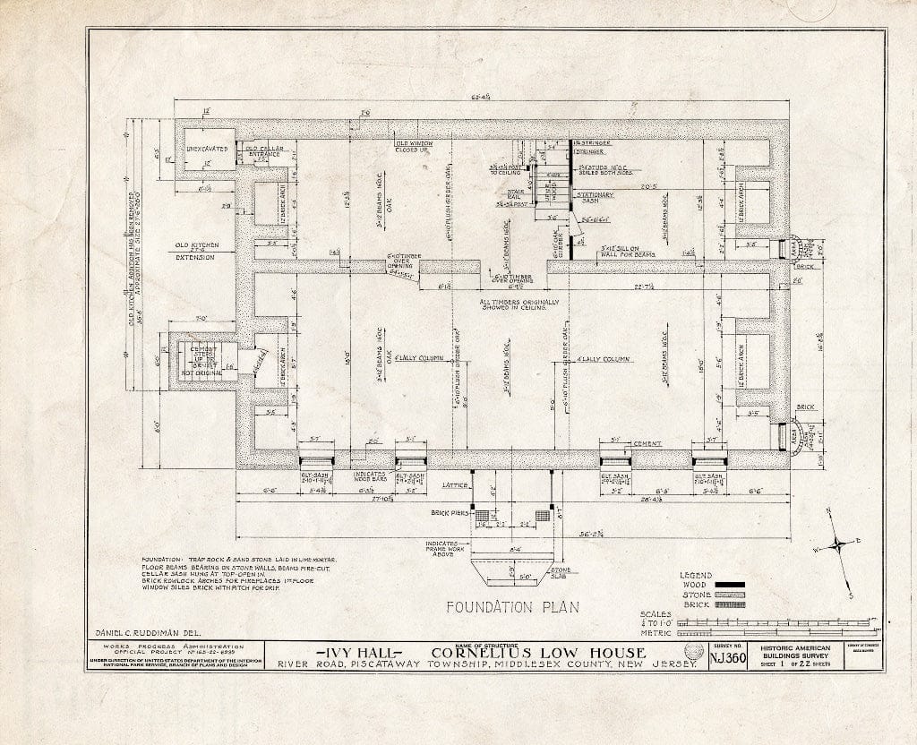 Blueprint HABS NJ,12-NEBRU.V,3- (Sheet 1 of 22) - Ivy Hall, 1225 River Road, Piscataway, Middlesex County, NJ