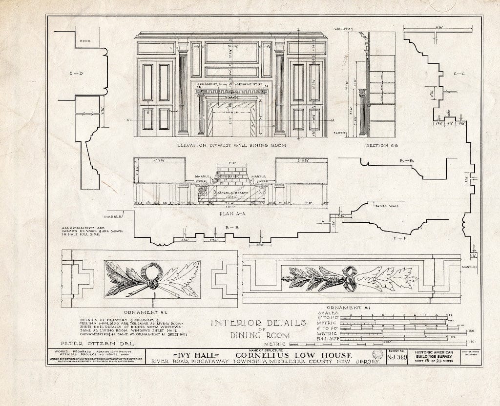 Blueprint HABS NJ,12-NEBRU.V,3- (Sheet 13 of 22) - Ivy Hall, 1225 River Road, Piscataway, Middlesex County, NJ