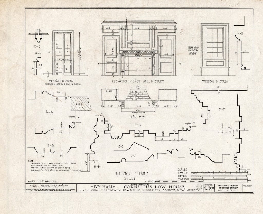 Blueprint HABS NJ,12-NEBRU.V,3- (Sheet 14 of 22) - Ivy Hall, 1225 River Road, Piscataway, Middlesex County, NJ