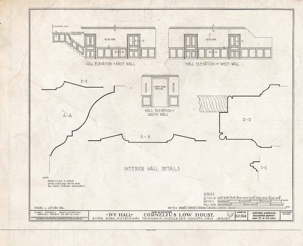 Blueprint HABS NJ,12-NEBRU.V,3- (Sheet 15 of 22) - Ivy Hall, 1225 River Road, Piscataway, Middlesex County, NJ