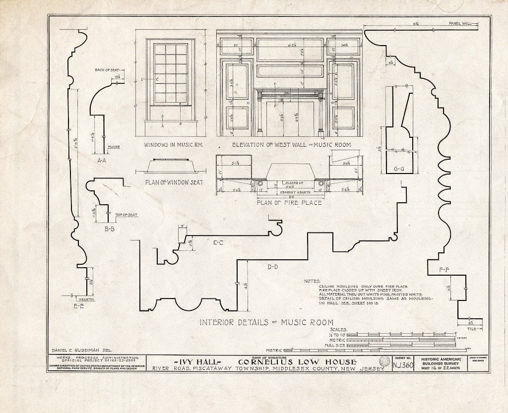 Blueprint HABS NJ,12-NEBRU.V,3- (Sheet 16 of 22) - Ivy Hall, 1225 River Road, Piscataway, Middlesex County, NJ
