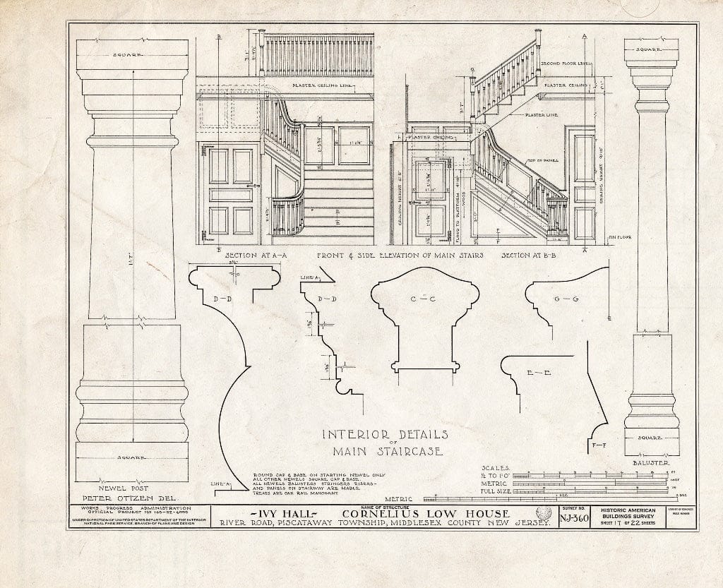 Blueprint HABS NJ,12-NEBRU.V,3- (Sheet 17 of 22) - Ivy Hall, 1225 River Road, Piscataway, Middlesex County, NJ