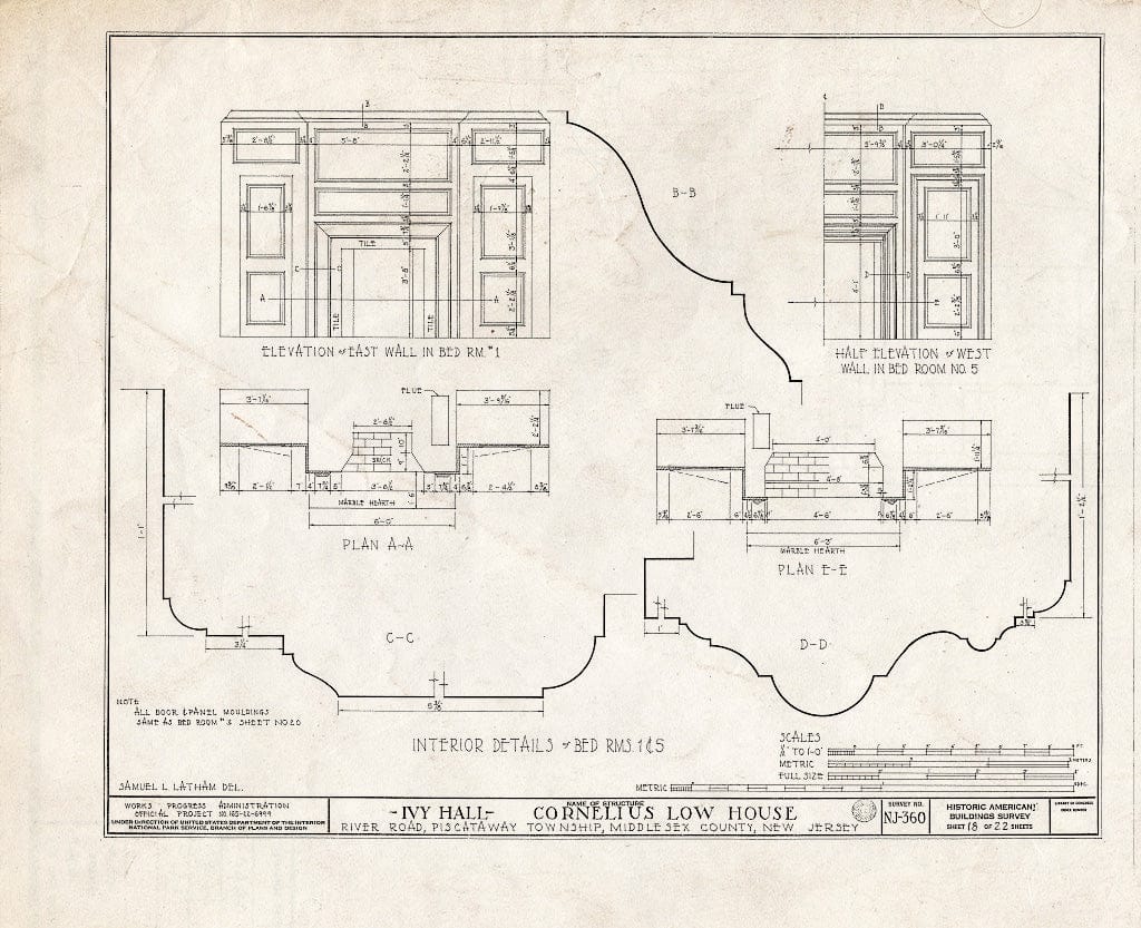 Blueprint HABS NJ,12-NEBRU.V,3- (Sheet 18 of 22) - Ivy Hall, 1225 River Road, Piscataway, Middlesex County, NJ
