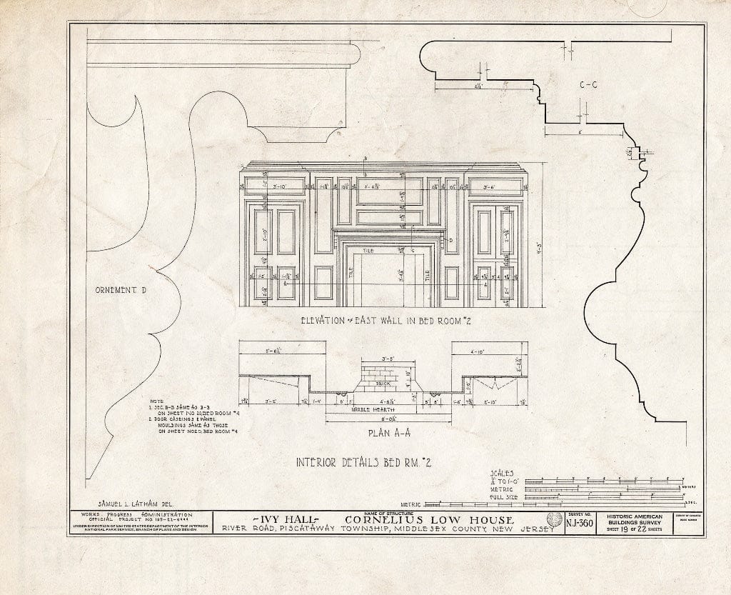 Blueprint HABS NJ,12-NEBRU.V,3- (Sheet 19 of 22) - Ivy Hall, 1225 River Road, Piscataway, Middlesex County, NJ