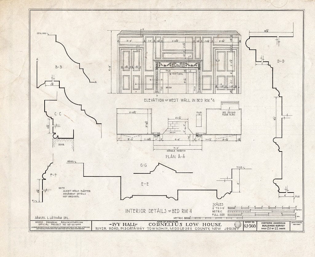 Blueprint HABS NJ,12-NEBRU.V,3- (Sheet 20 of 22) - Ivy Hall, 1225 River Road, Piscataway, Middlesex County, NJ