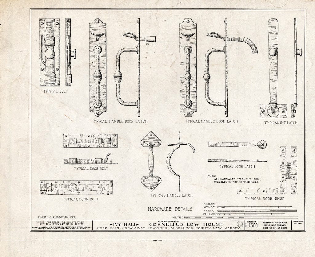 Blueprint HABS NJ,12-NEBRU.V,3- (Sheet 22 of 22) - Ivy Hall, 1225 River Road, Piscataway, Middlesex County, NJ