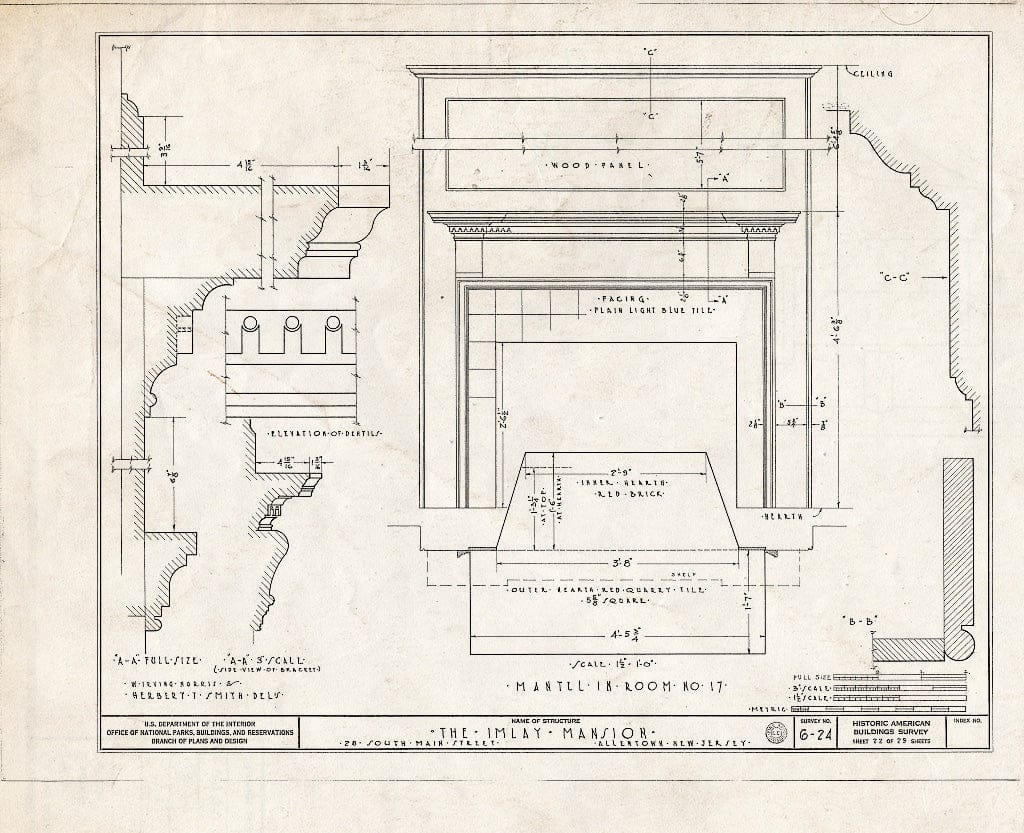 Blueprint HABS NJ,13-Alto,1- (Sheet 22 of 29) - John Imlay Mansion, 28 South Main Street, Allentown, Monmouth County, NJ
