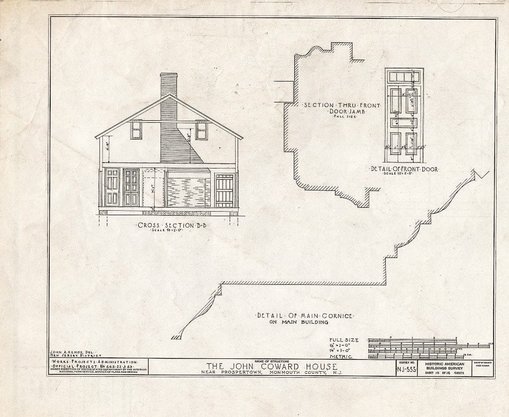 Blueprint HABS NJ,13-REDVA.V,1- (Sheet 10 of 16) - John Coward House, Prospertown, Ocean County, NJ