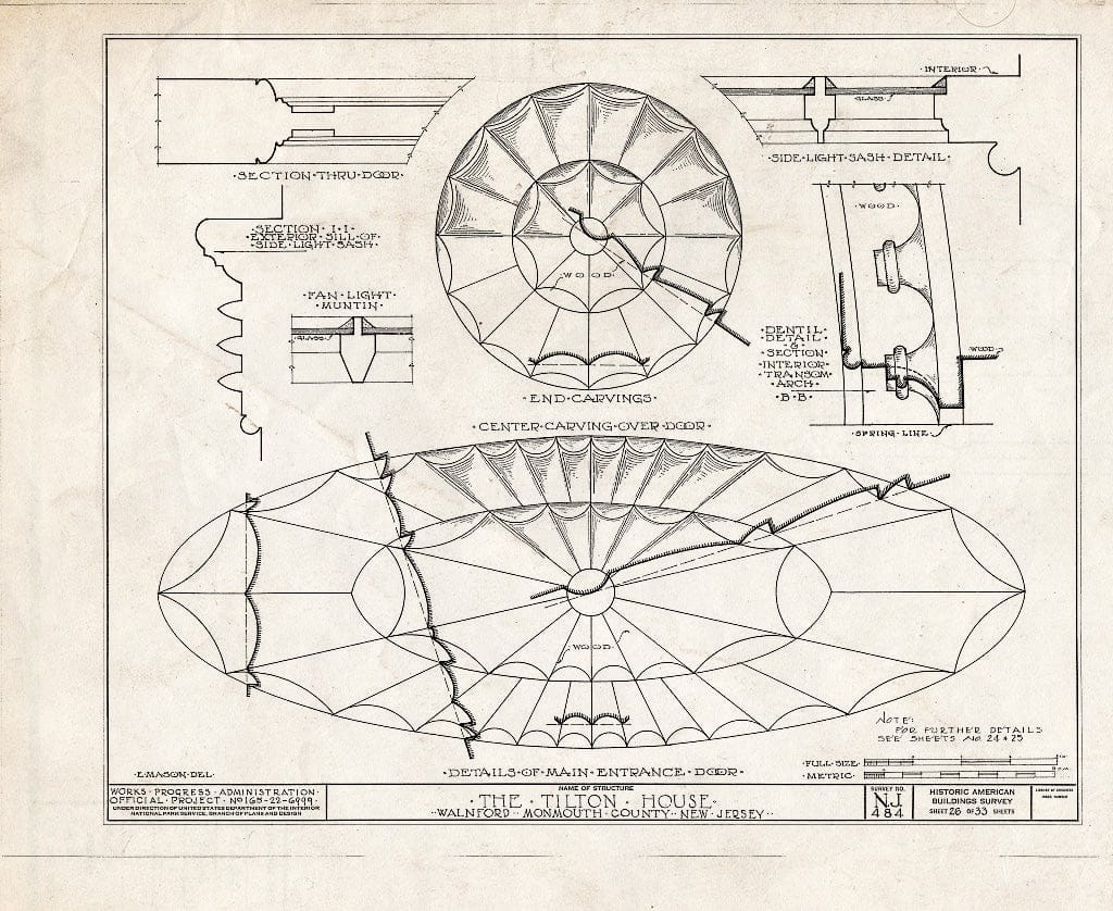 Blueprint HABS NJ,13-WALF.V,1- (Sheet 26 of 33) - Tilton House, Walnford, Monmouth County, NJ
