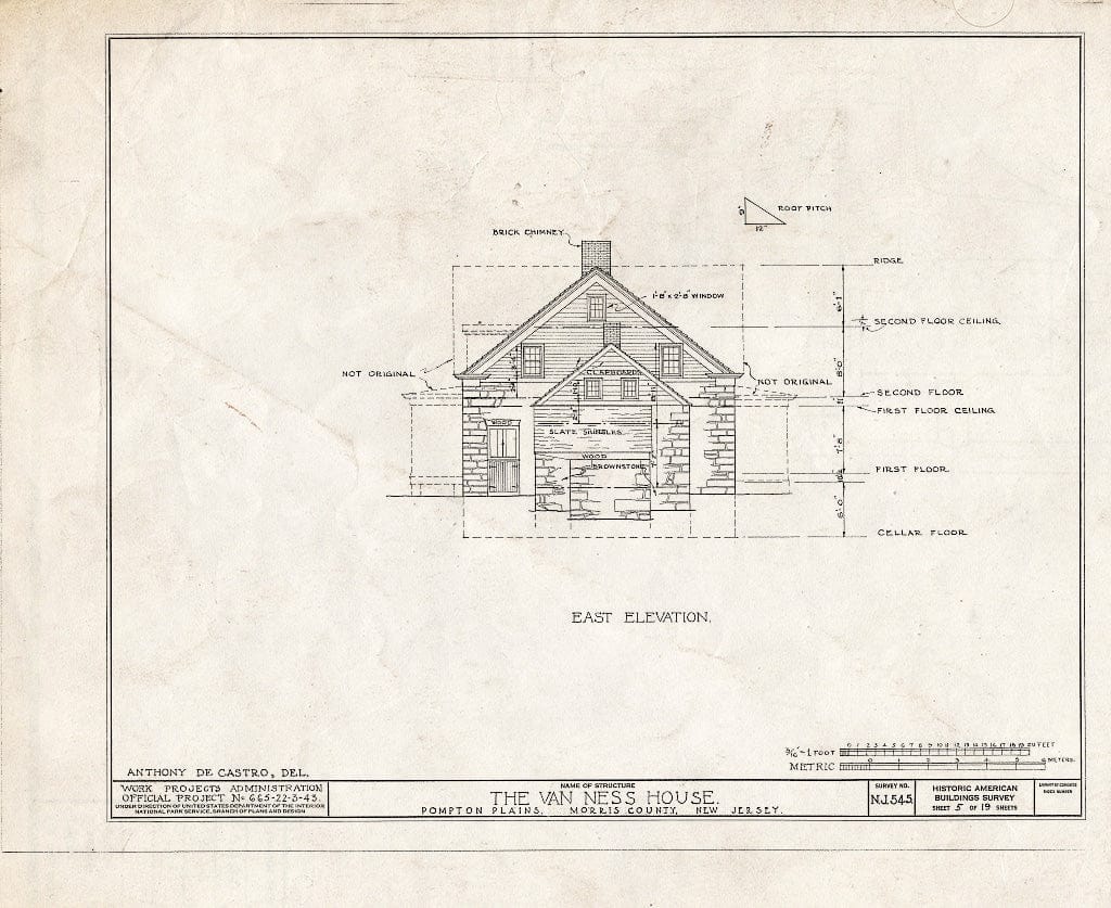 Blueprint HABS NJ,14-POMPL,1- (Sheet 5 of 19) - Van Ness House, Jackson Avenue & Pompton Pine, Pompton Plains, Morris County, NJ