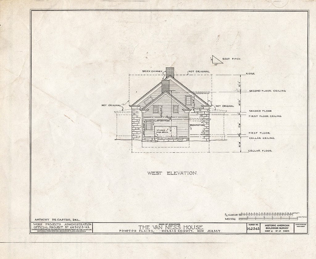 Blueprint HABS NJ,14-POMPL,1- (Sheet 6 of 19) - Van Ness House, Jackson Avenue & Pompton Pine, Pompton Plains, Morris County, NJ