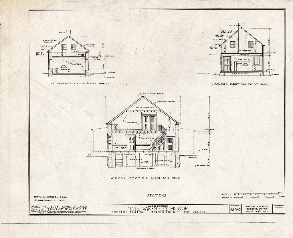 Blueprint HABS NJ,14-POMPL,1- (Sheet 8 of 19) - Van Ness House, Jackson Avenue & Pompton Pine, Pompton Plains, Morris County, NJ