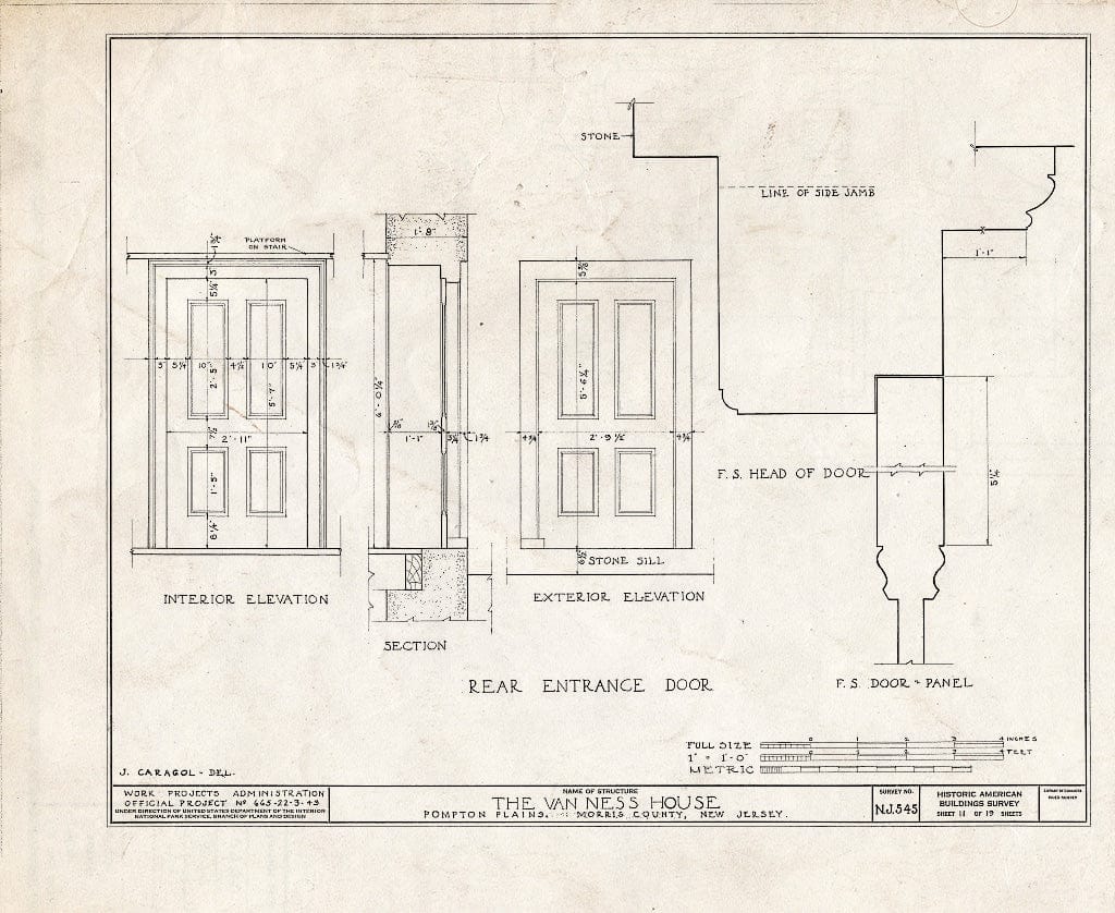 Blueprint HABS NJ,14-POMPL,1- (Sheet 11 of 19) - Van Ness House, Jackson Avenue & Pompton Pine, Pompton Plains, Morris County, NJ