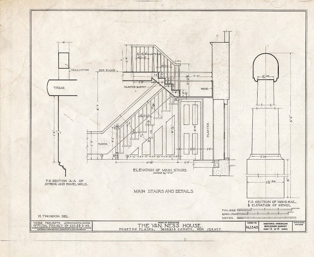 Blueprint HABS NJ,14-POMPL,1- (Sheet 12 of 19) - Van Ness House, Jackson Avenue & Pompton Pine, Pompton Plains, Morris County, NJ