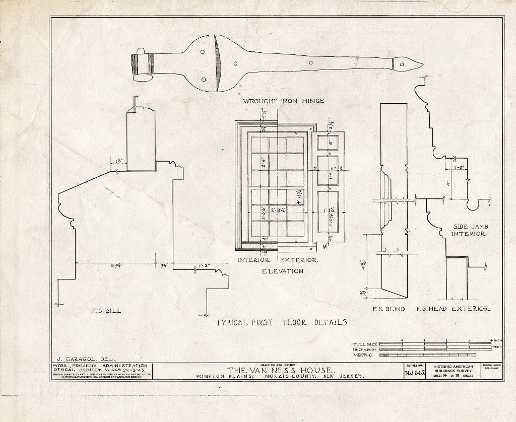 Blueprint HABS NJ,14-POMPL,1- (Sheet 14 of 19) - Van Ness House, Jackson Avenue & Pompton Pine, Pompton Plains, Morris County, NJ